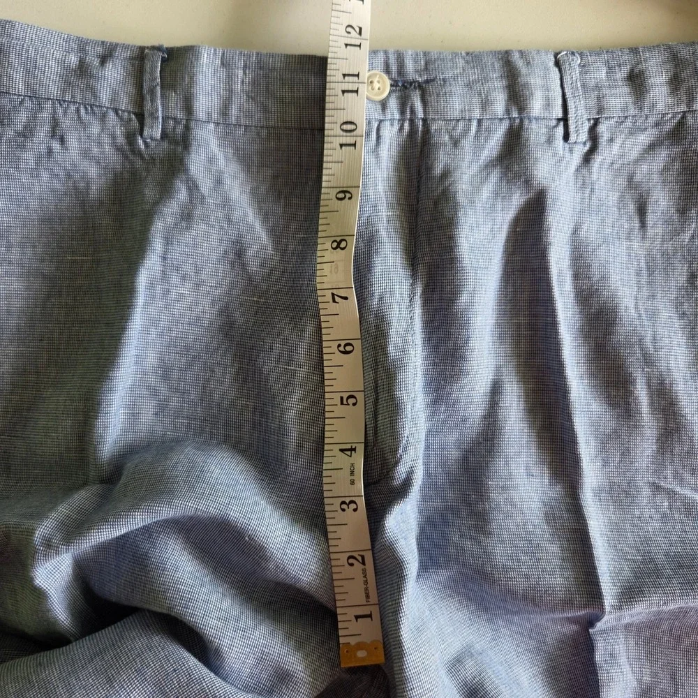 Peter Millar Mens Blue Micro Check Flat Front Shorts Size 40 Resort‎ Coastal